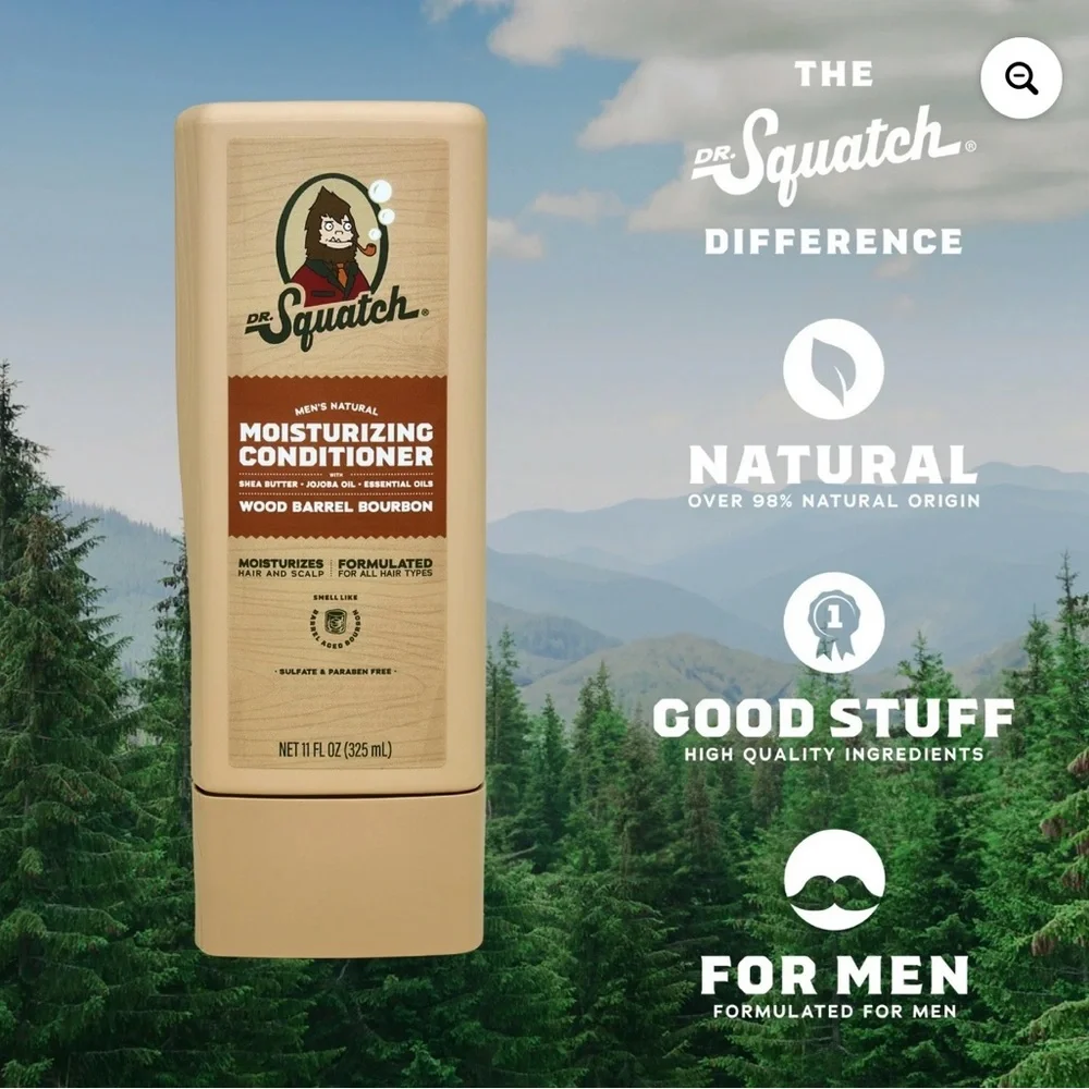 NEW Dr. Squatch Men's Natural Moisturizing Wood Barrel Bourbon Conditioner